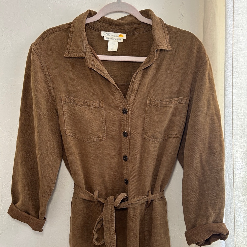 C&C California Tan Linen Blend Shirt